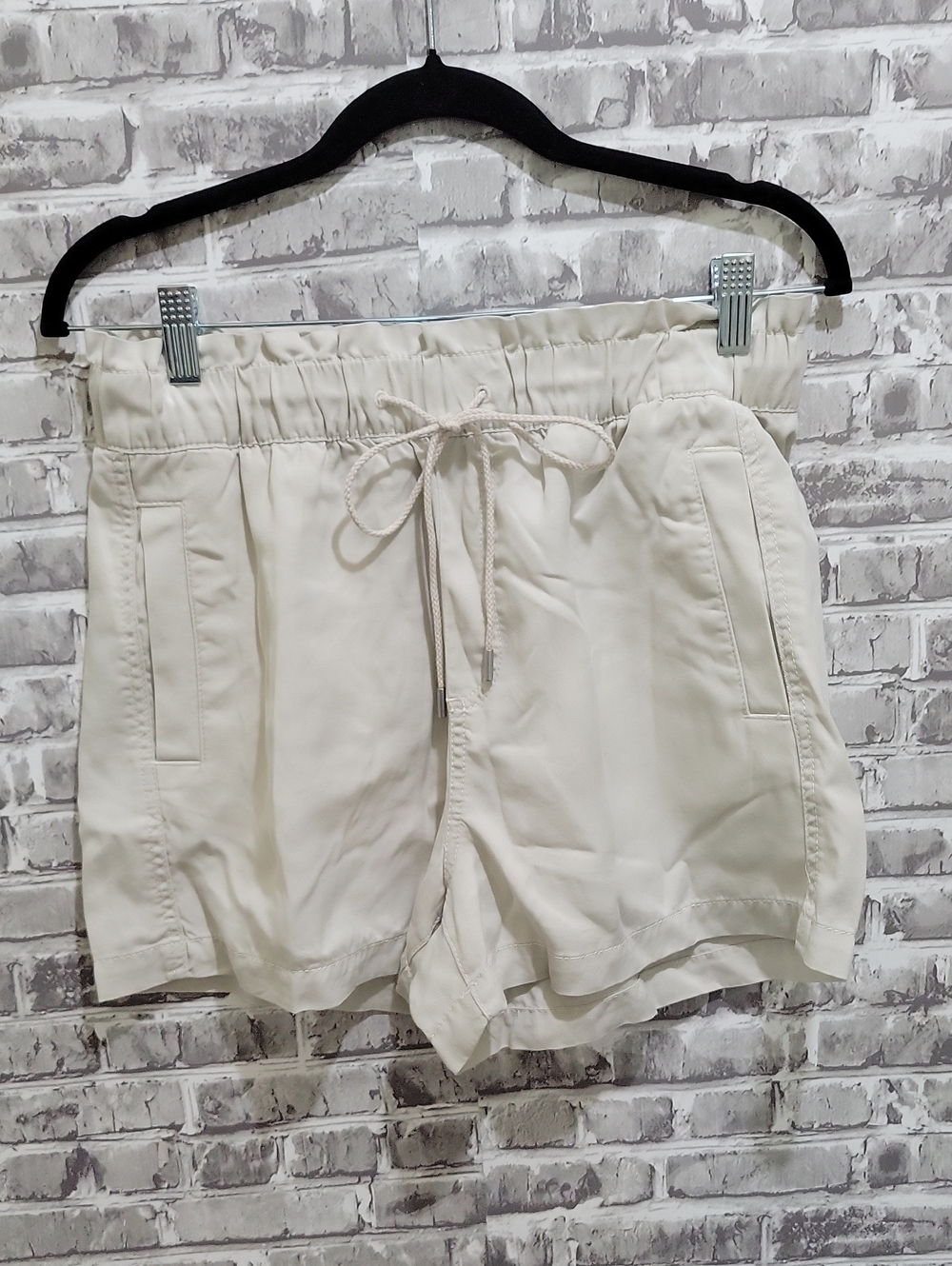 LOFT Cream High Waist Drawstring Paper Bag Shorts Womens Size S